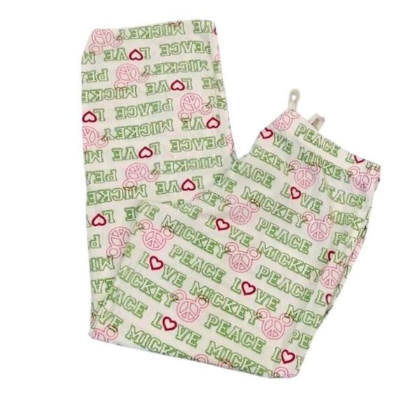 Disney VTG White Neon Mickey Mouse Printed Convertible PJ Pants Large - Picture 8 of 13